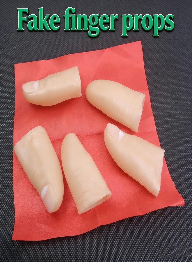 MAGIKON 5pcs Magic Thumb Tips - Soft Fake Finger for Close-Up Tricks, Stage Magic Props & Prank Toys with One Red Magic Scarf - Image 5